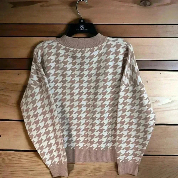 Simplee Women's Size Small Crew Neck Houndstooth Sweaters Long Sleeve Thick Warm - Picture 2 of 2